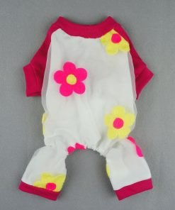 FurBaby High Quality Organza Embroidered Floral Pet Dog Clothes Shirt Apparel Jumpsuit-2