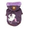 Puppia Authentic Alpine Skiing Jacket with Fur Trimmed Hood in Rich Dark Purple in size Medium(Neck 12", Chest 16", pets weighing 6-9 Lbs.) (Recommended for small dog breeds)