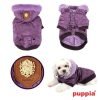 Puppia Authentic Shiny Faux Fur Trimmed Hooded Jacket in Purple in Size Medium (Chest 16", Neck 12", Back Length 12, Weight 6-9 Lbs.) (Recommended for Small Dog Breeds) - 1
