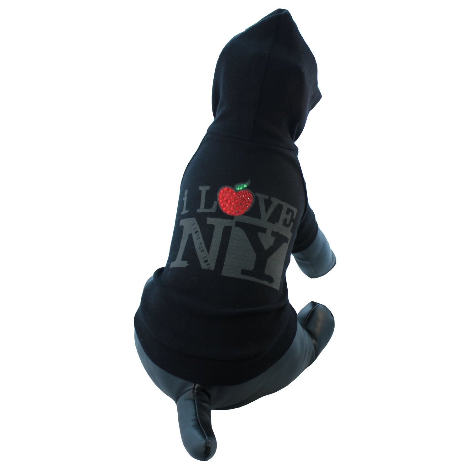 Monkey Daze Designer Dog Apparel - I love NY Hoodie - Color: Black, Size: S - 7