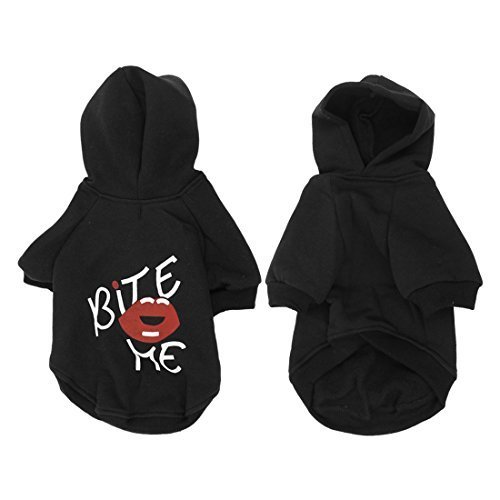 Water & Wood Pet Dog Chihuahua Black Lip Pattern Sleeved Hooded T Shirt Clothes S