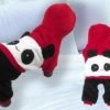 Short Sleeves Hooded Panda Shaped Chihuahua Pet Dog Cat Apparel Jumpsuit Red S-2