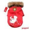 Puppia Authentic Alpine Skiing Jacket with Fur Trimmed Hood in Bright Red in size Small (Neck 9", Chest 13",Back Length 7.5", pets weighing 4-7 Lbs.) (Recommended for mini dog breeds) - 1