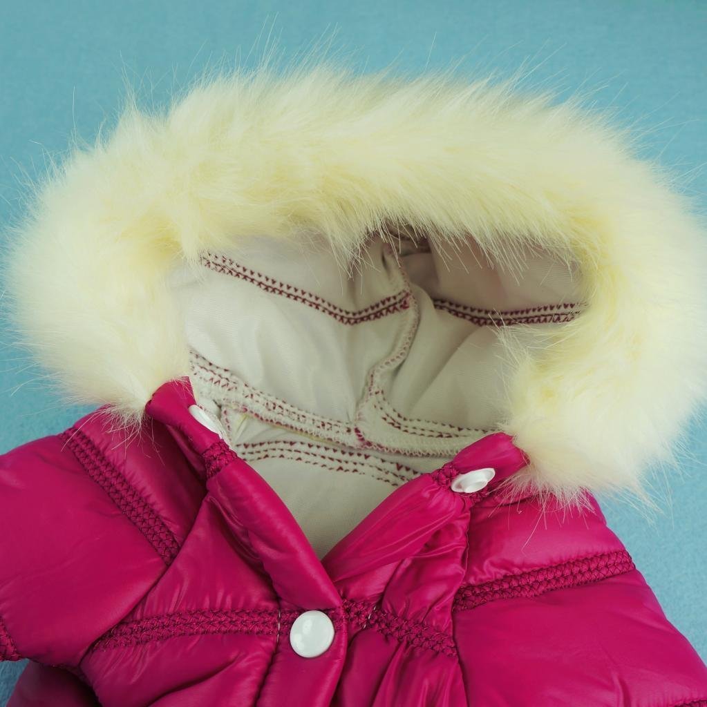 Fitwarm Fashion Faux Furred Pink Pet Hooded Clothes for Dog Coat Warm Winter Jumpsuit - 4