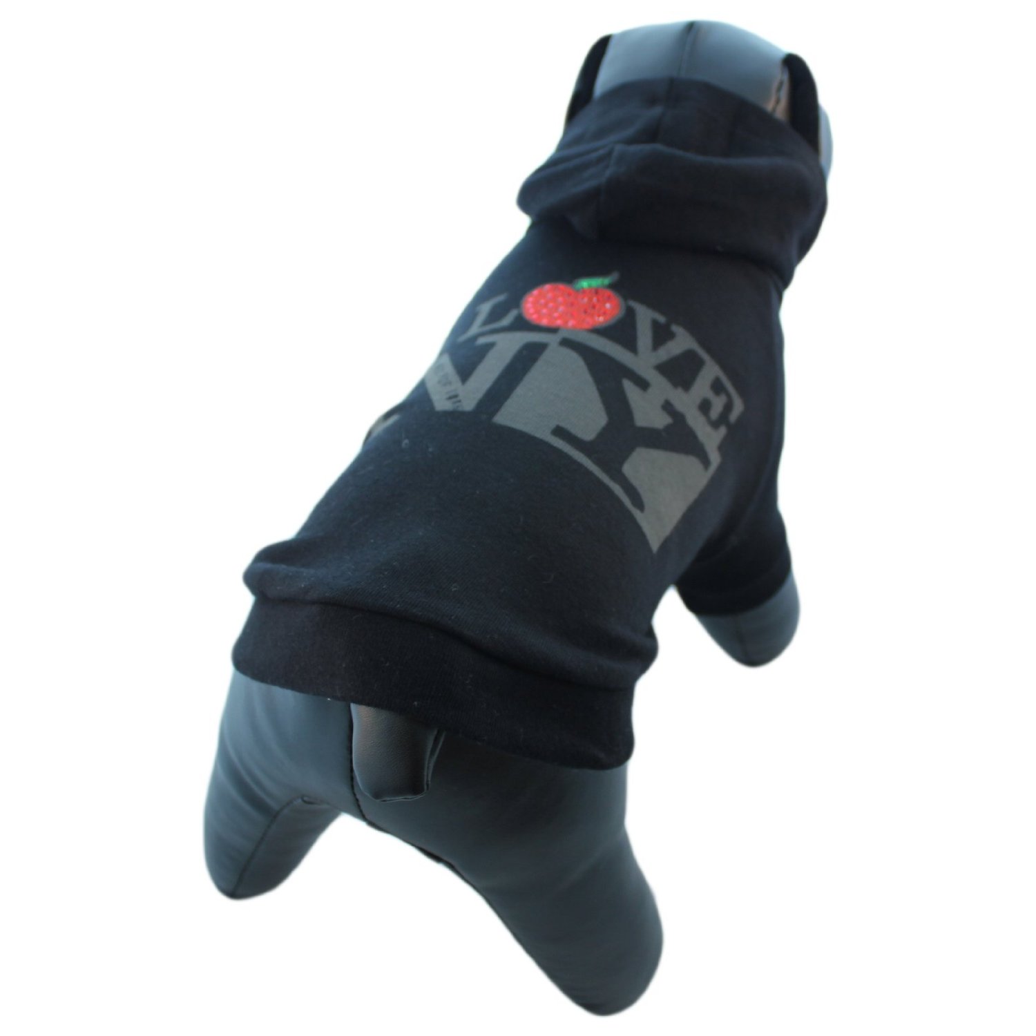 Monkey Daze Designer Dog Apparel - I love NY Hoodie - Color: Black, Size: S - 3