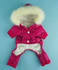 Fitwarm Fashion Faux Furred Pink Pet Hooded Clothes for Dog Coat Warm Winter Jumpsuit - 5
