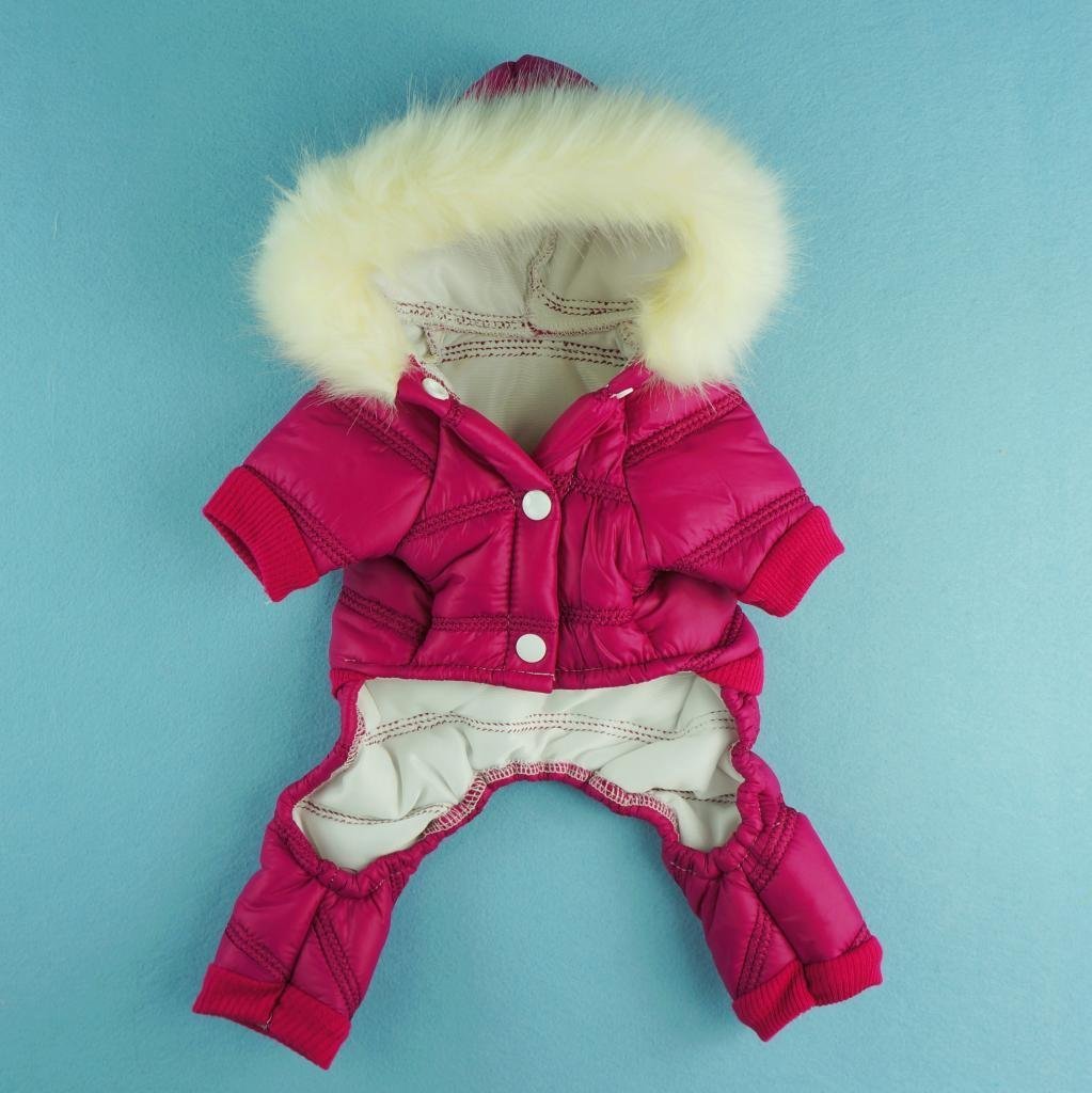 Fitwarm Fashion Faux Furred Pink Pet Hooded Clothes for Dog Coat Warm Winter Jumpsuit - 5