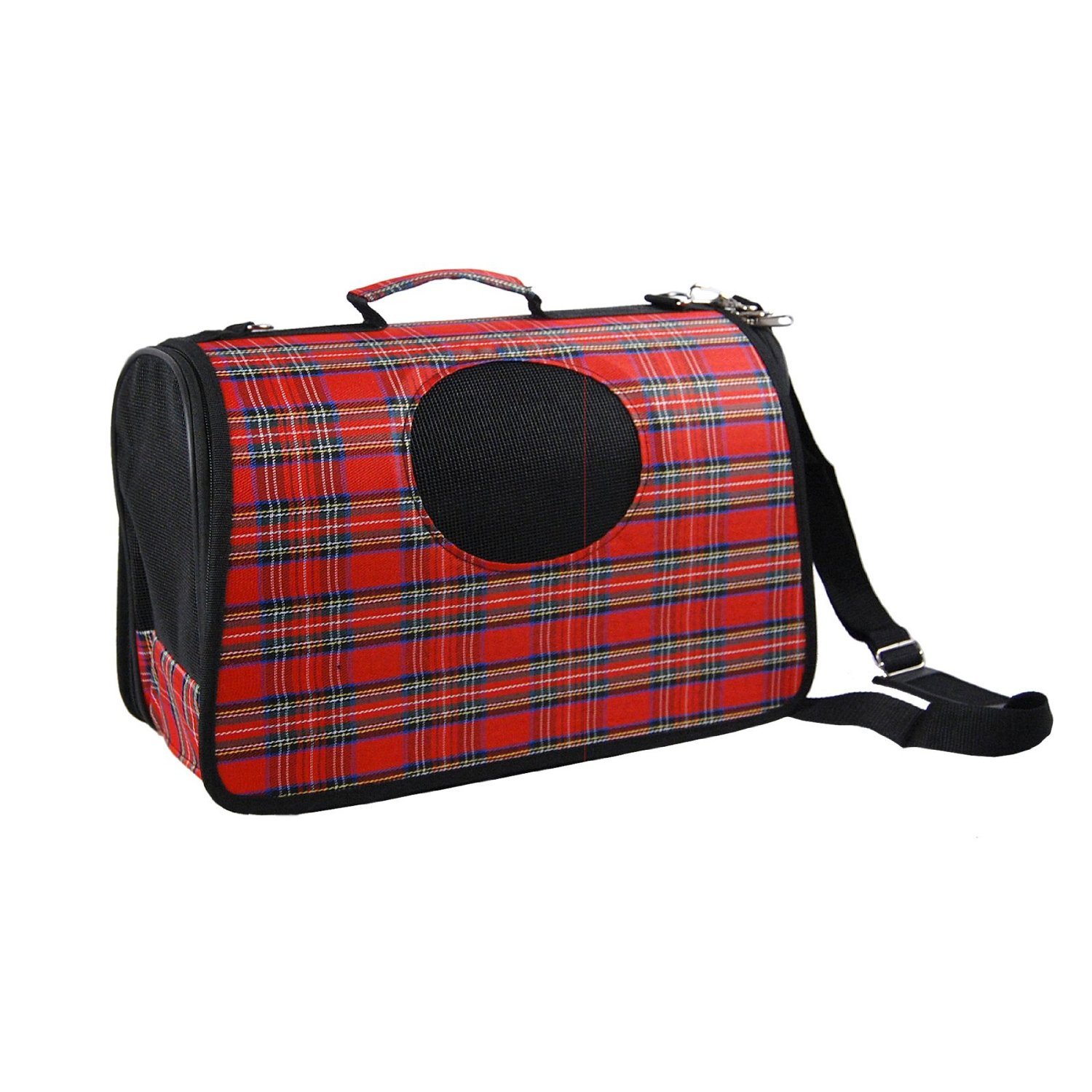 Anima Plaid PVC Hard Shell Pet Travel Carrier, 15 x 7 x 8.5 inches
