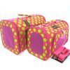 Sturdy Canvas Retro Polka Dot Print Pet Carrier 2 Piece Set w/ Carry Straps for Dog or Cat Pink Green - 1