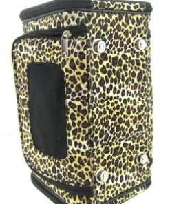 Sturdy Canvas Leopard Print Pet Carrier 2 Piece Set w/ Carry Straps for Dog or Cat - 4