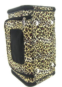 Sturdy Canvas Leopard Print Pet Carrier 2 Piece Set w/ Carry Straps for Dog or Cat - 4