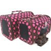 Sturdy Canvas Retro Polka Dot Print Pet Carrier 2 Piece Set w/ Carry Straps for Dog or Cat Pink Brown - 1