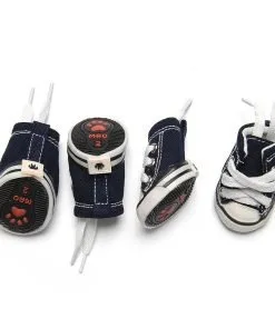 {Factory Direct Sale} Cute Puppy Pet Dog Sporty Shoes Lace up Blue Canvas Dog Boots Nonslip Dog Booties Sneaker for Chihuahua Yorkie Small Doggies, Size S: 1.8" X 1.5", 4 Pcs in One Pack.-2