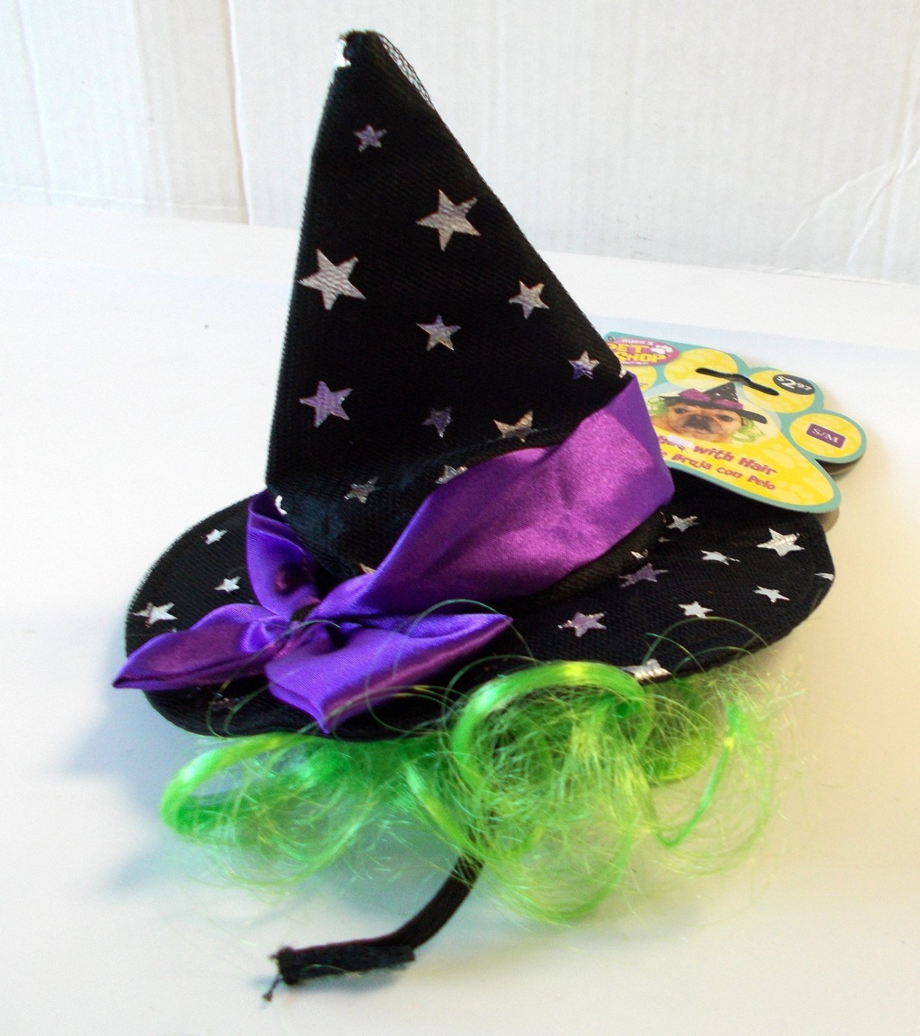 Rubies Costume Star Witch Hat with Hair Pet Accessory, Small/Medium