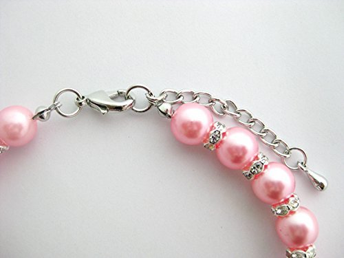 PetFavorites(TM) Couture Designer Fancy Crystal Heart Charm and Rose Pendant Pet Cat Dog Necklace Collar Jewelry with Bling Rhinestones Pearls for Pets Cats Small Dogs Female Puppy Chihuahua Yorkie Girl Costume Outfits, Adjustable and Handmade - 3