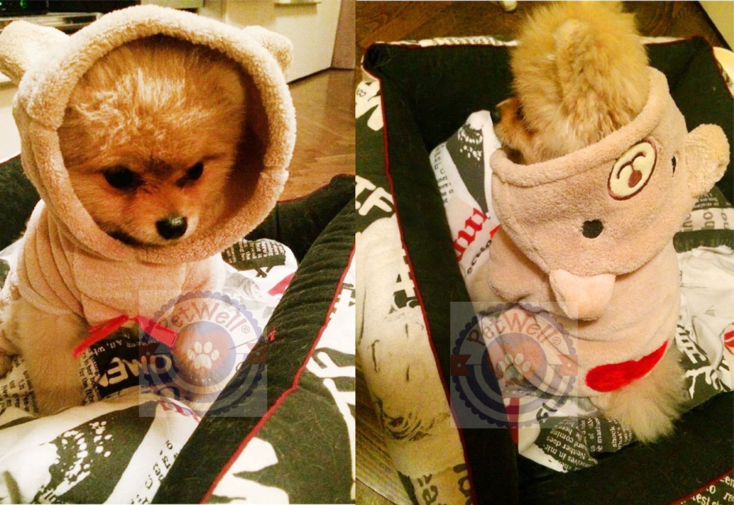 PetWell Pet Dog Bear Type Warm Fleece Hooded Coat Jumpsuit - 4