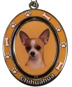 Chihuahua Key Chain "Spinning Pet Key Chains"Double Sided Spinning Center With Chihuahuas Face Made Of Heavy Quality Metal Unique Stylish Chihuahua Gifts