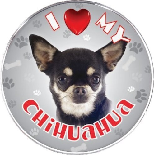 iLeesh I Love My Chihuahua Reflective Decal, Black Short Haired