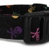 Adjustable Dog Collar in Black with Multi-Colored Skulls