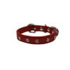 Rhinestones Bling Leather Dog Collar, Padded, Double-Ply, Riveted Settings, 10" x 1/2", Red