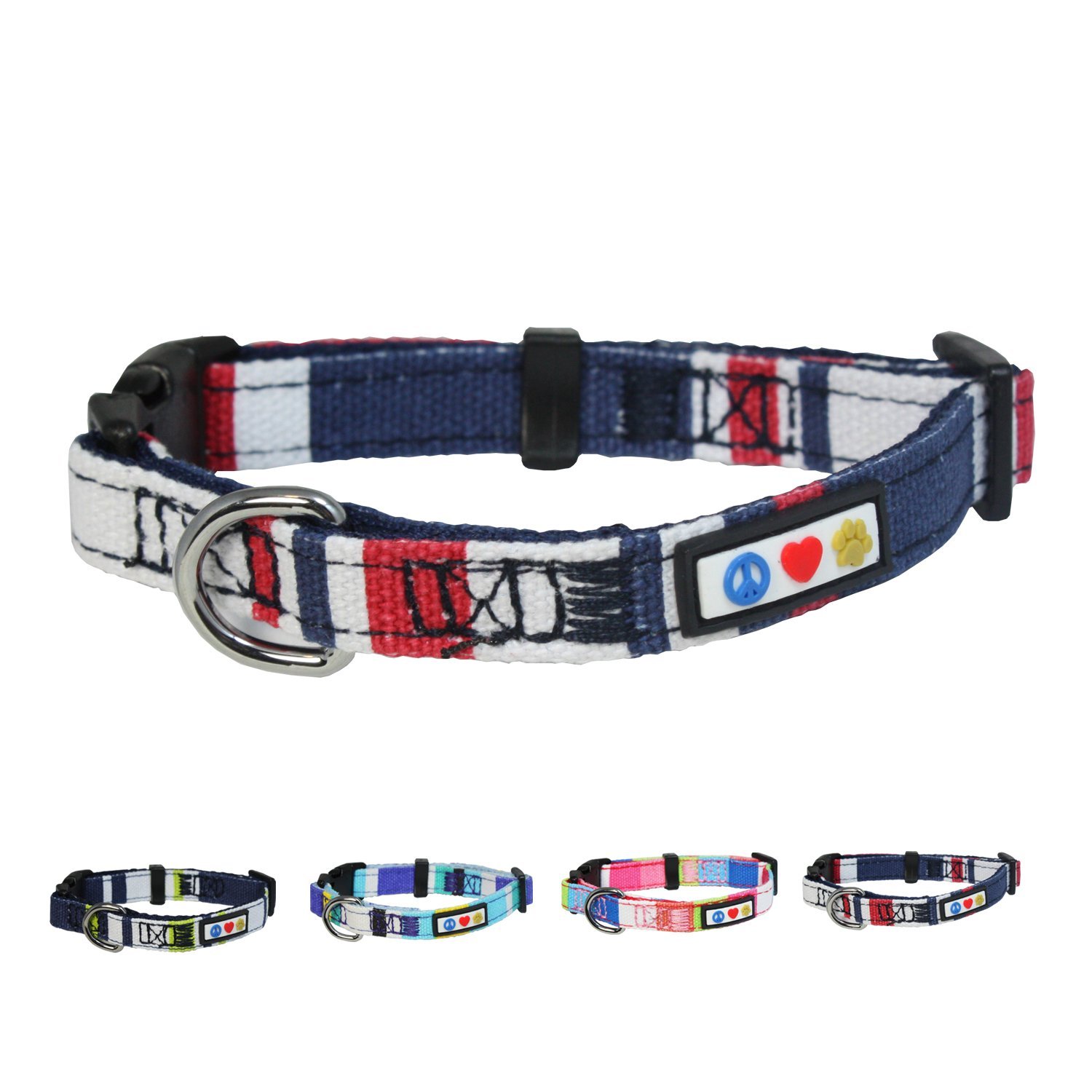 Pawtitas Polyester Dog Collar Multicolor Red Pawtitas Polyester Dog Collar Multicolor Red