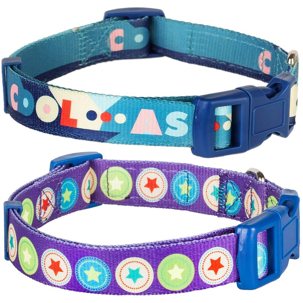 Blueberry Pet Dark Orchid Bold Round Star and Sapphire Naughty Boy Designer Dog Collar