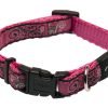 Rogz Fancy Dress Small 3/8-Inch Jellybean Dog Collar, Pink Bone Design