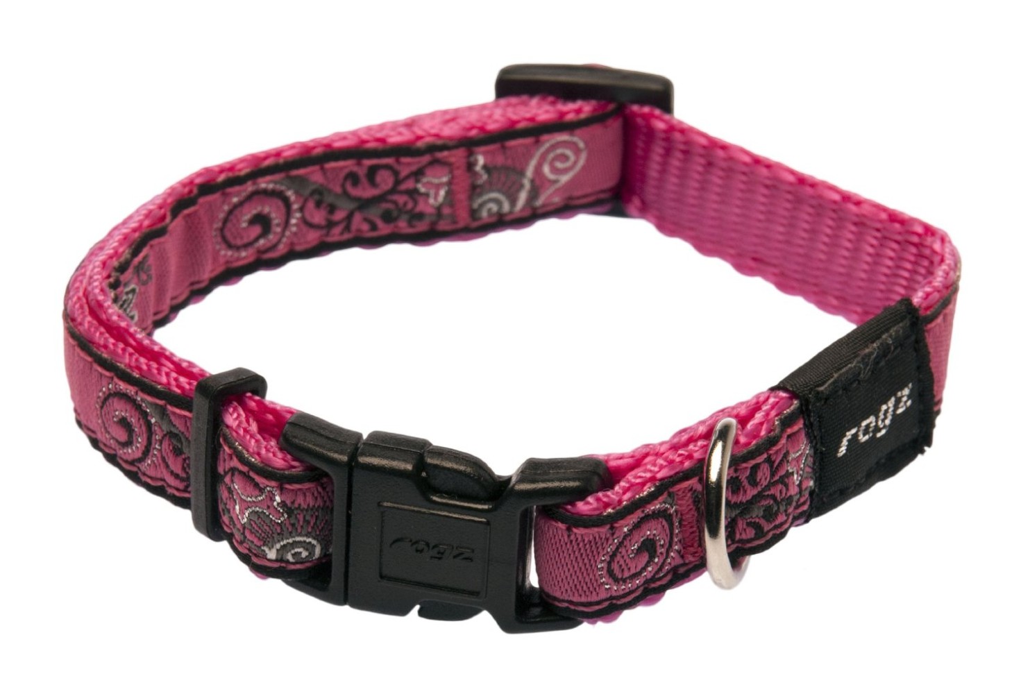 Rogz Fancy Dress Small 3/8Inch Jellybean Dog Collar, Pink Bone Design