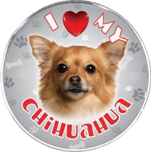 iLeesh I Love My Chihuahua Reflective Decal, Brown Long Haired