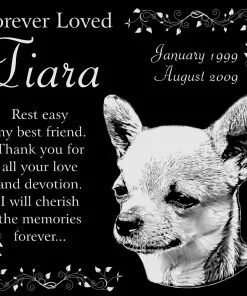 Personalized Chihuahua Dog Pet Memorial 12"x12" Engraved Black Granite Grave Marker Head Stone Plaque TIA1
