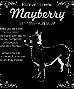 Personalized Chihuahua Pet Memorial 12"x12" Engraved Black Granite Grave Marker Head Stone Plaque MAY1