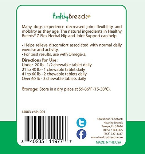 Healthy Breeds Z-Flex Herbal Hip and Joint Support Chewables, Chihuahua 60 Count 3