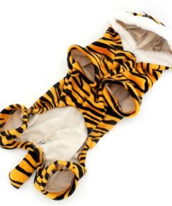 ESINGYO Pet Puppy Apparel Small Dog Cat Clothes Warm Fleece Tiger Halloween Costume Party Clothing 4