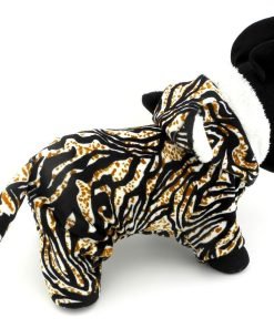 ESINGYO Pet Puppy Apparel Small Dog Cat Clothes Warm Fleece Tiger Halloween Costume Party Clothing Black