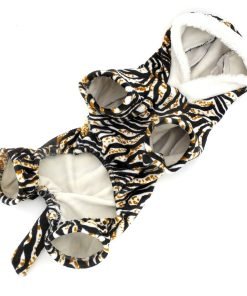 ESINGYO Pet Puppy Apparel Small Dog Cat Clothes Warm Fleece Tiger Halloween Costume Party Clothing Black 4
