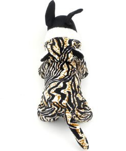 ESINGYO Pet Puppy Apparel Small Dog Cat Clothes Warm Fleece Tiger Halloween Costume Party Clothing Black 5