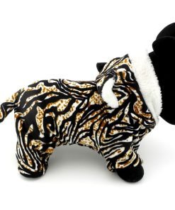 ESINGYO Pet Puppy Apparel Small Dog Cat Clothes Warm Fleece Tiger Halloween Costume Party Clothing Black 6