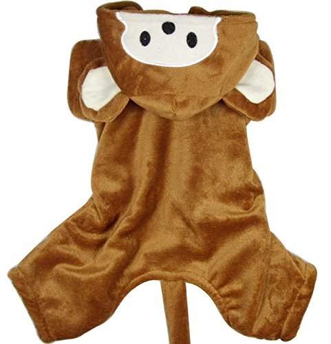 PET CONDO Pet Cat Dog Clothes Monkey Costume Hoodie Velvet Coat Jumpsuit Small Dog Clothes XS S M L XL