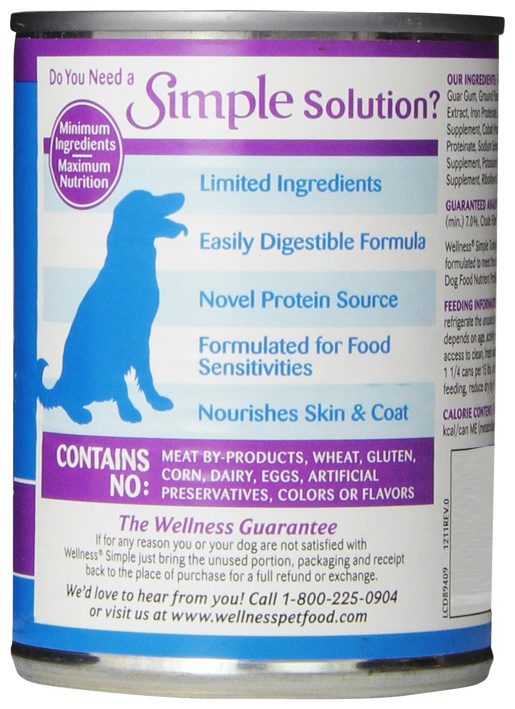 Wellness Simple Natural Limited Ingredient Wet Canned Dog Food, 12.5-Ounce Can (Pack of 12) 2