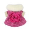 Fitwarm High Quality Elegant Pink Floral Faux Furred Dog Coats Pet Clothes Winter Dresses