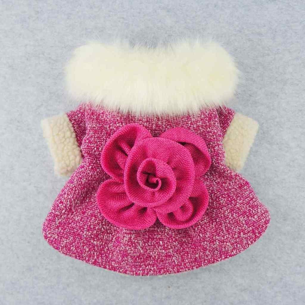 Fitwarm High Quality Elegant Pink Floral Faux Furred Dog Coats Pet Clothes Winter Dresses 2
