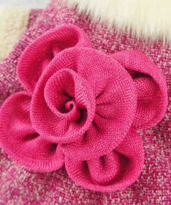Fitwarm High Quality Elegant Pink Floral Faux Furred Dog Coats Pet Clothes Winter Dresses 4