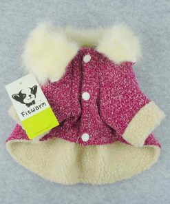 Fitwarm High Quality Elegant Pink Floral Faux Furred Dog Coats Pet Clothes Winter Dresses 6