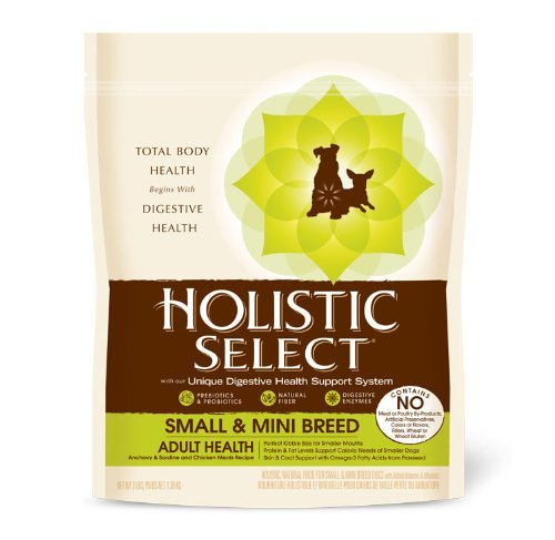 Holistic Select Natural Dry Dog Food, Small & Mini Breed Anchovy & Sardine & Chicken Meal Recipe, 3-Pound Bag