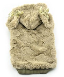 Puppy Dog Coats Cute Soft Plush Warm Winter Dog Hoodie Small Dog Clothes, Light Brown, XS 3