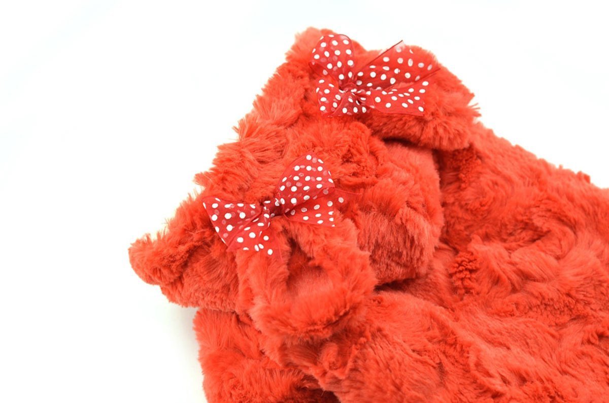 Puppy Dog Coats Cute Soft Plush Warm Winter Dog Hoodie Small Dog Clothes, Red, XS 5