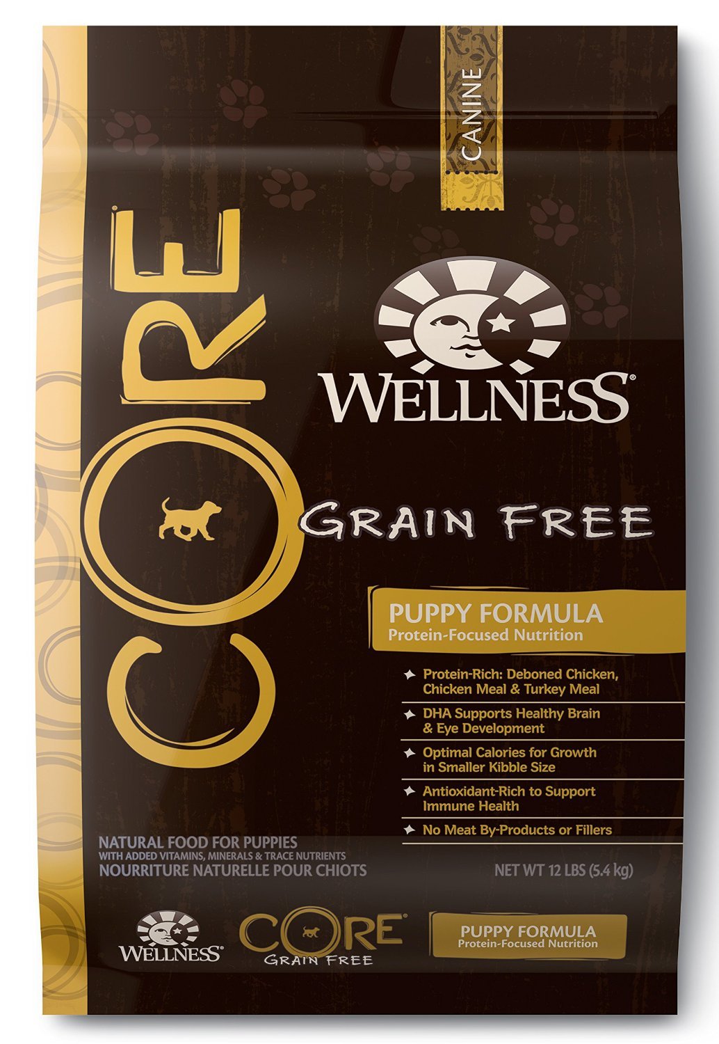 Wellness CORE Natural Grain Free Dry Dog Food, Puppy Health Chicken & Turkey Recipe, 12-Pound Bag