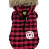 eSingyo English-Style Plaid Cotton Warm Winter Coat Jumper Hoodie Hooded Jacket Small Pet Dog Clothes Red S