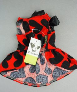 Fitwarm Adorable Sweat Heart Ribbon Pet Dog Dress Clothes Shirts, Red 4