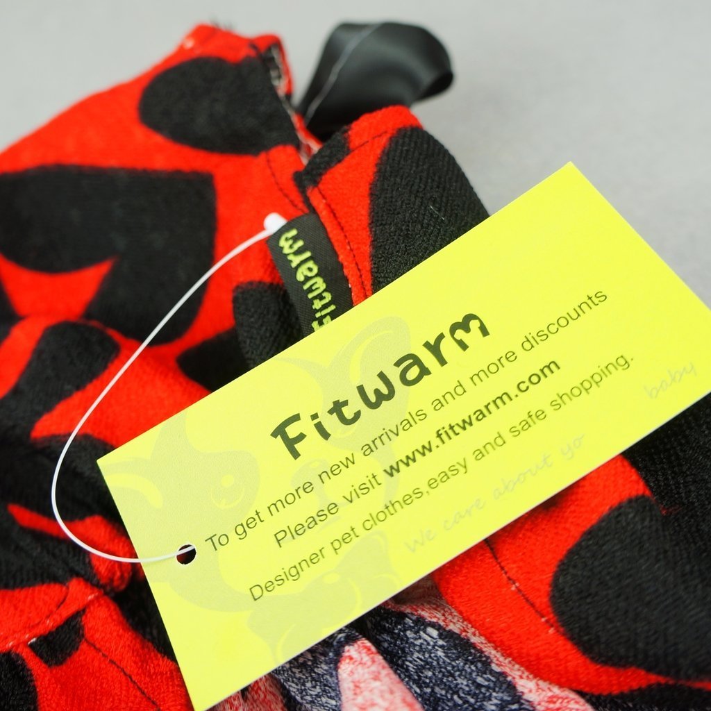 Fitwarm Adorable Sweat Heart Ribbon Pet Dog Dress Clothes Shirts, Red 5